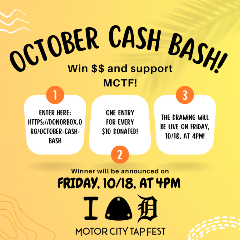 October Cash Bash Fundraiser for Motor City Tap Fest